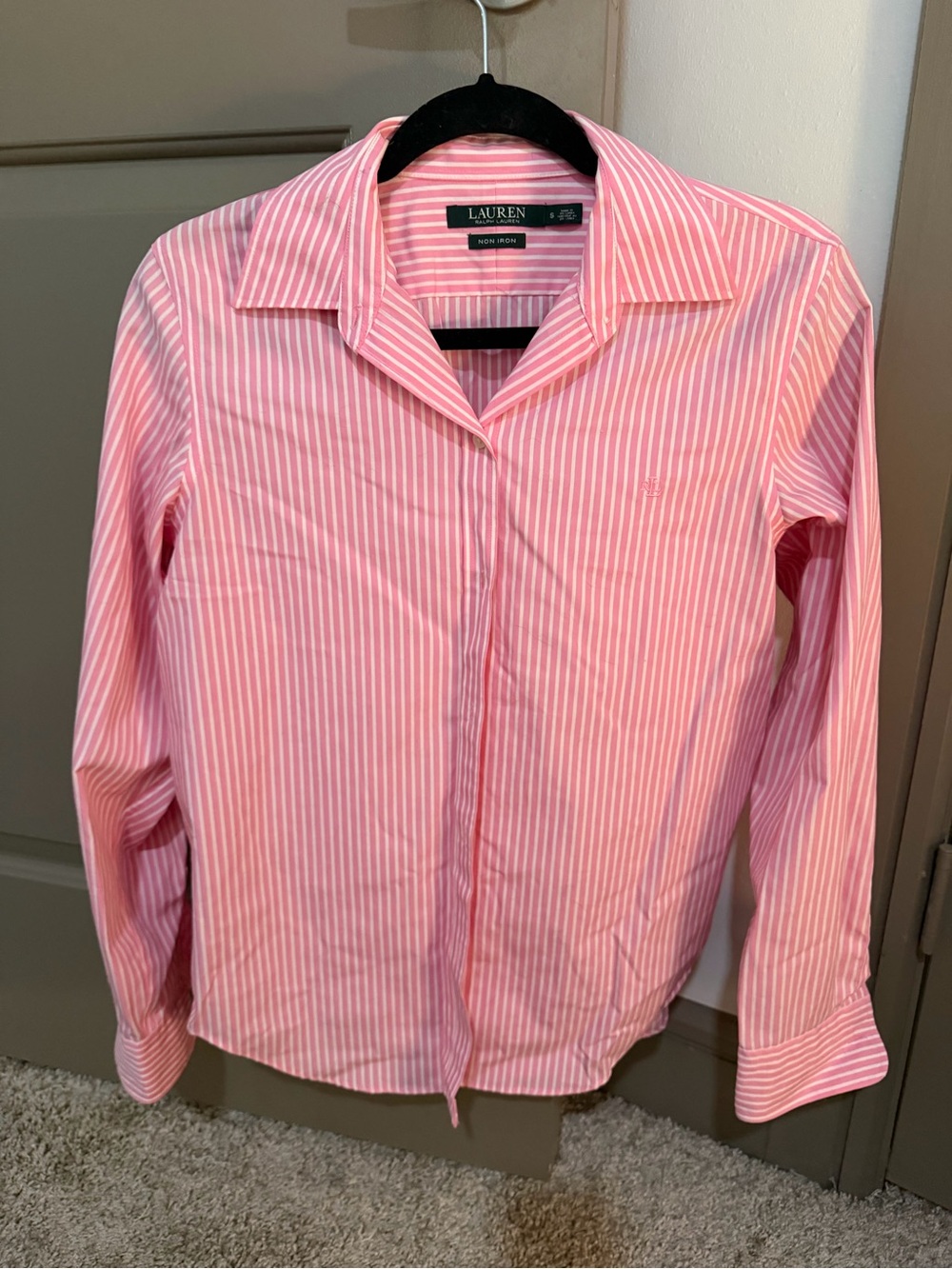 Lauren Ralph Lauren Pink Striped Button Down Shirt